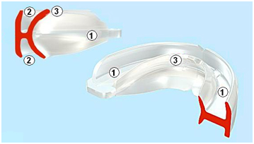 Крыловидное основание шины TMJ™ имеет в разрезе в области первого моляра толщину 3,5 мм и уменьшается к центру